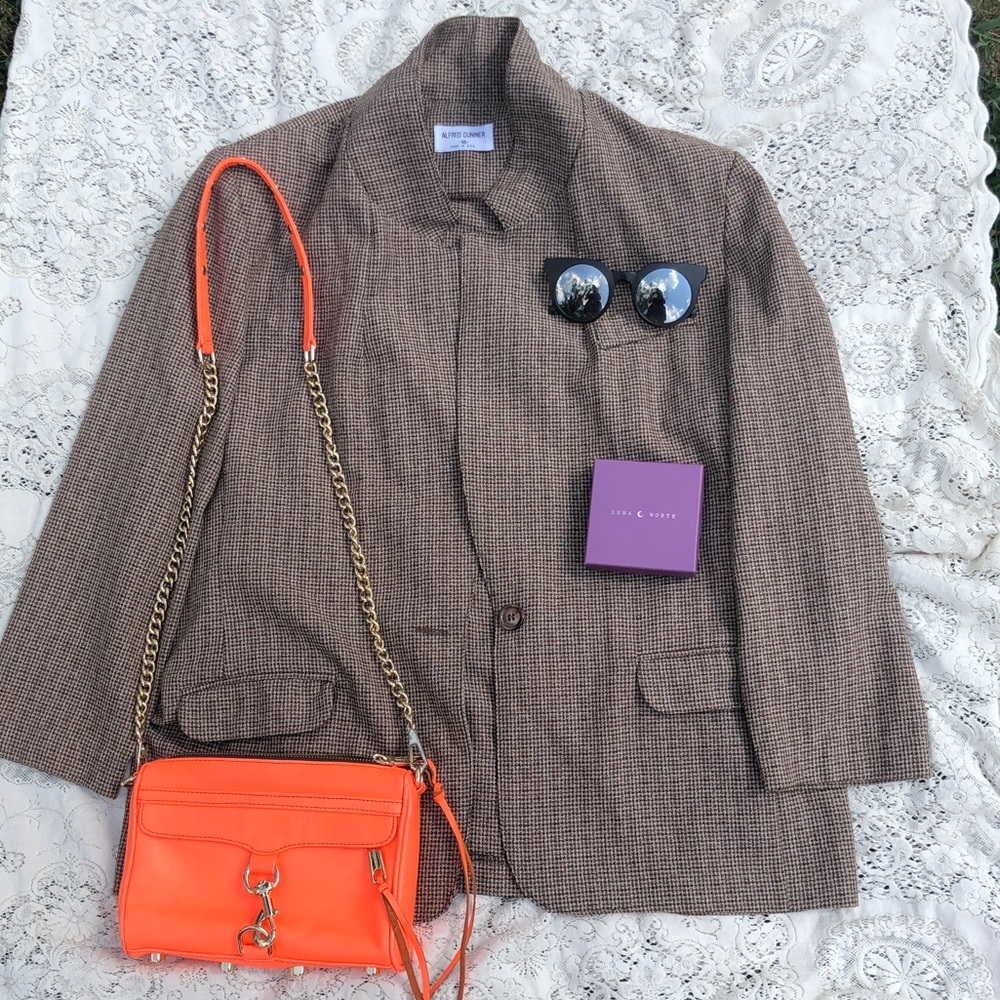 Vintage Beige Brown Nailshead Marled Blazer